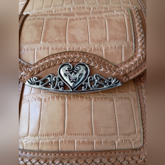 Vintage MC Marc Chantal Tan Embossed Leather Bag Purse Silver Western Details - Picture 2 of 10